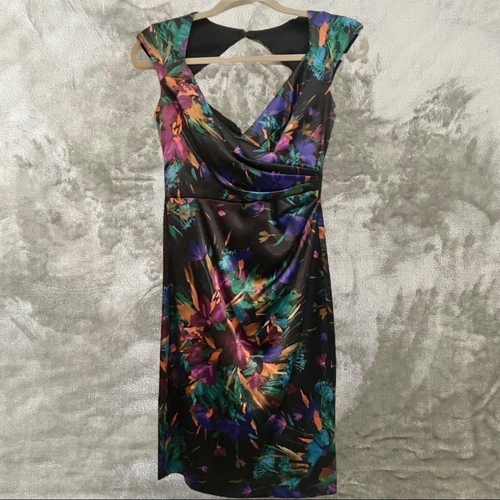 London Style Nights Cocktail Dress Sweetheart Cap Sleeve Open Back Size 4